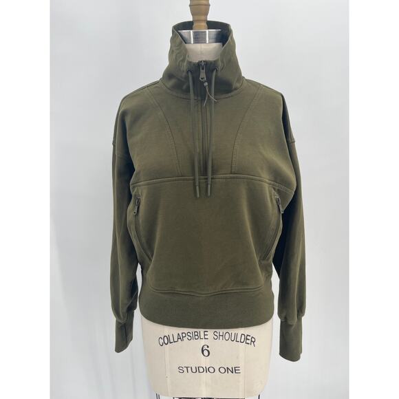 Old Navy Active Dynamic Fleece Sweatshirt Sz M Green Pullover 1/2 Zip - Picture 1 of 8